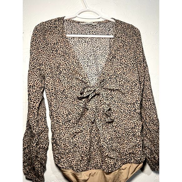Abercrobie & Fitch leopard print bodysuit womens medium flowy boho chic trendy - Picture 2 of 8
